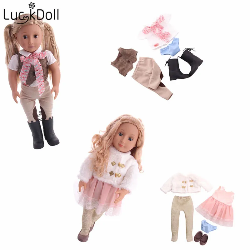 Luckdoll продает Новые 18 дюйма американские куклы и 5 комплектов из аксессуары для кукол игрушки для Рождества