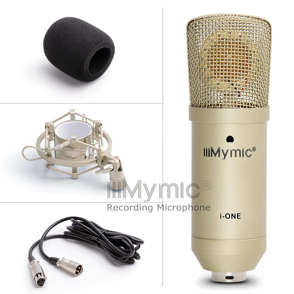 Конденсаторный микрофон i-ONE! 34 мм золотые диафрагмы капсулы! Профессиональный конденсаторный микрофон с металлической подставкой для записи