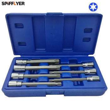 

7PC 3/8 Inch Drive Star Bit Socket Set Extra Long Reach Torx Bit Socket Wrench Set 110mm CRV T25 T30 T40 T45 T50 T55 T60