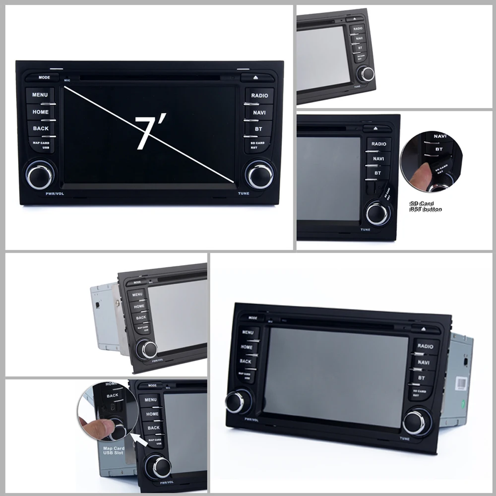 Discount 7" 2 din Car DVD Player Android 8.0 4+32GB 8 Core for Audi A4 S4 RS4 2002-2008 Radio GPS Map Navigation Stereo Audio Multimedia 11