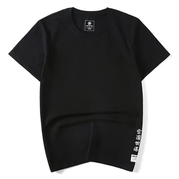 

2019 Summer Harajuku Embroidery Chinese Short Sleeve Unisex Women Femme Loose T Shirt Casual Men T-Shirt Tops Tees