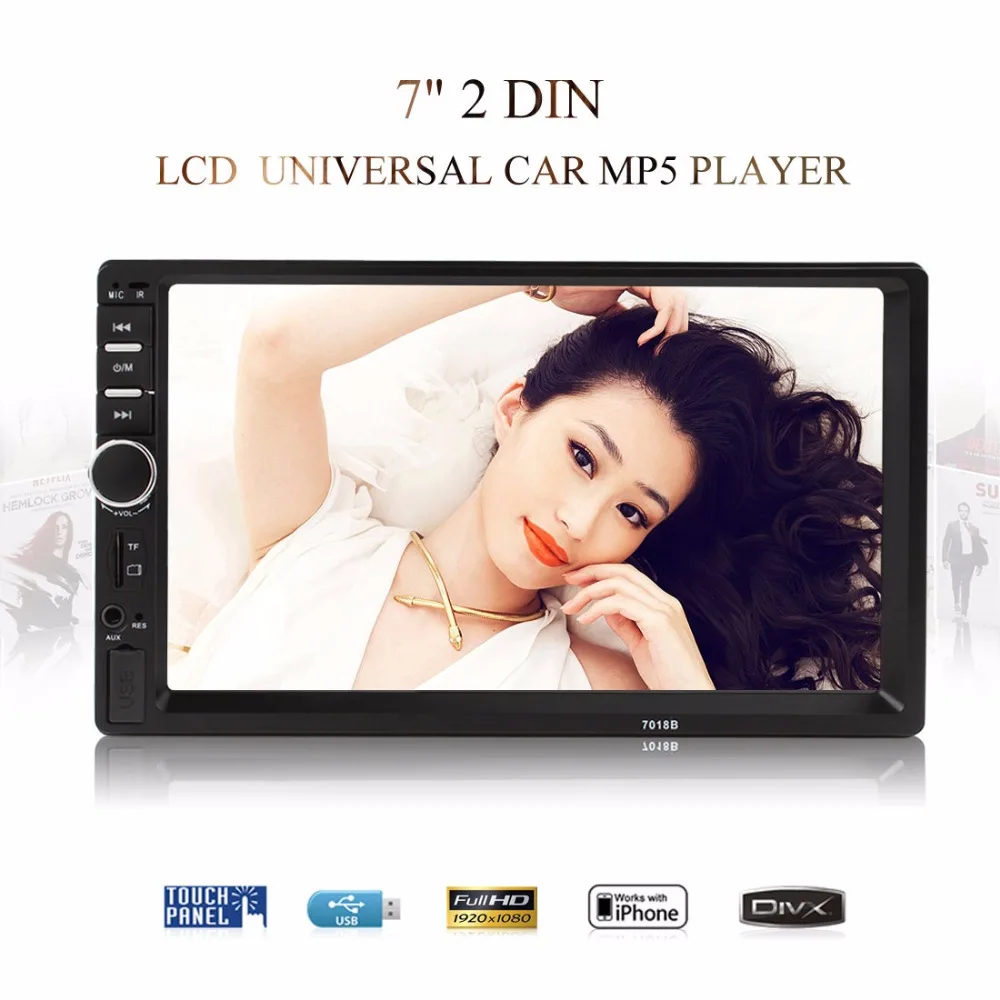 

7018B 7 Inch LCD HD 2 DIN Car In-Dash Touch Screen Bluetooth Car Stereo FM MP3 MP5 Radio Player with Wireless Remote Control