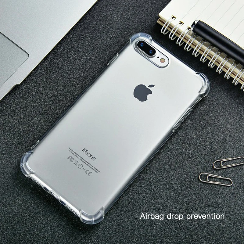Противоударный кристально чистый чехол для iPhone XS Max XR X 8 7 6 6X6X7 Plus подушка безопасности Защита от падения Чехол прозрачный мягкий ТПУ чехол