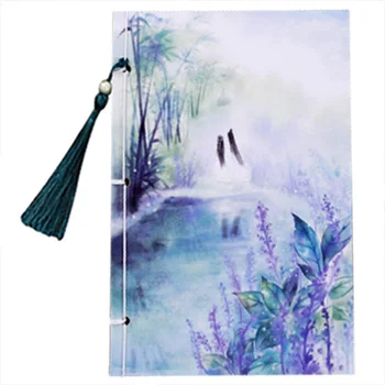 

Handcrafted 208x104mm Chinese style tassel notepad vintage diary page classical notebook stationery Gift Water Mekong dependent