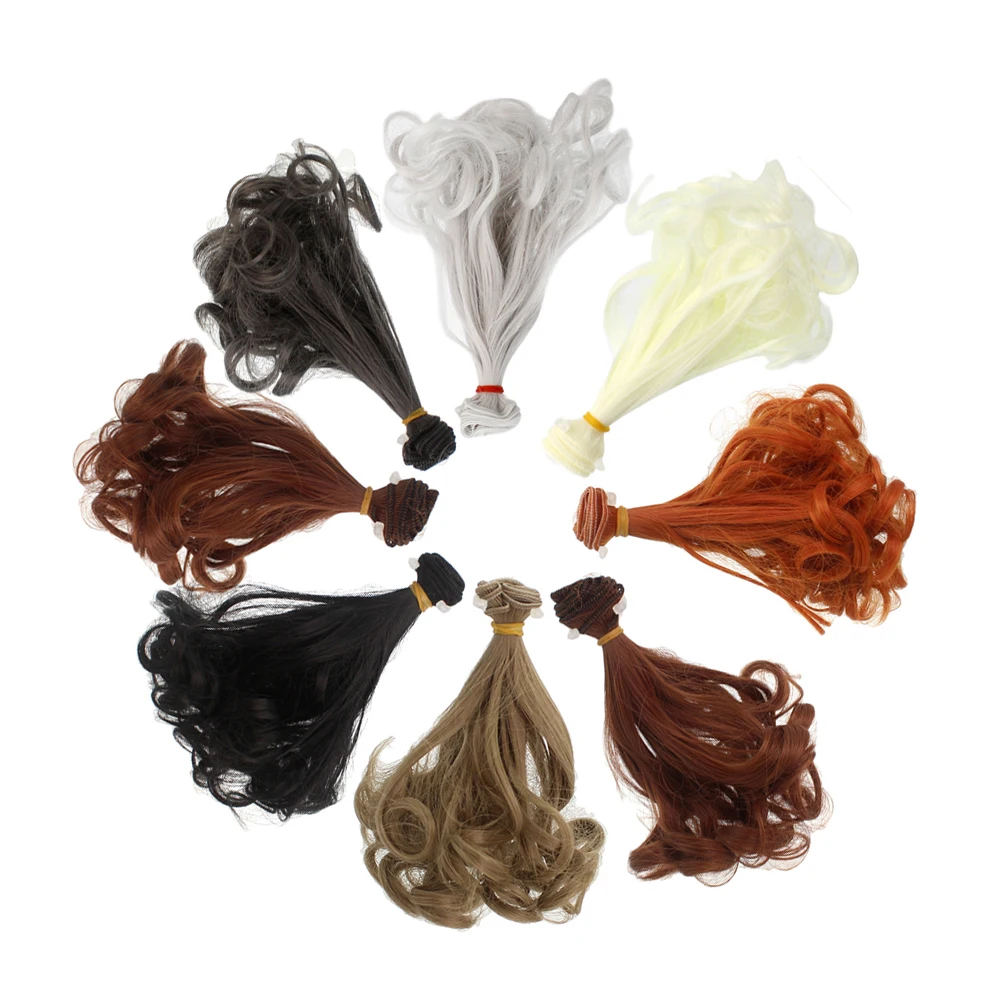 1 шт. Модные 15*100 см DIY мини-кукольные парики высокотемпературный материал Кудри волосы парик для натурального цвета кудрявые волосы аксессуары для кукол