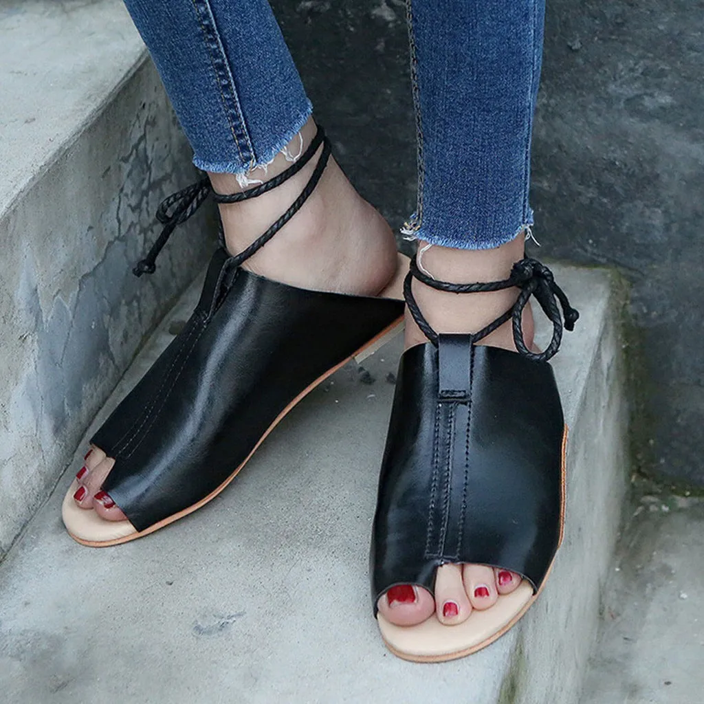 

Women's Shoes Flat-Bottomed Roman Sandals Open Toe Ankle Straps Platform Wedges Shoes Sandale Femme 2019#G4