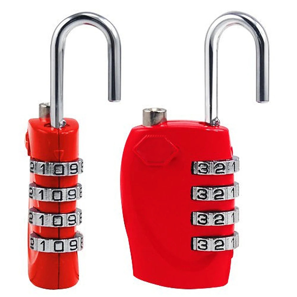 2 X Red 4 Dial TSA Combination Padlock Resettable Lock Luggage Suitcase