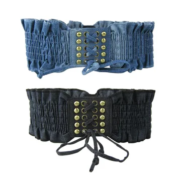 

15PCS/LOT SINGYOU Women Fashion Elastic Belt for Women Denim Stretchy Punk Wide Belt Female All-match Dress Fashion Accessories