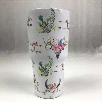 

Cactus Bull Skull Travel Mug 30 OZ Ice Drink Tumbler Stainless Steel Double Wall Vacuum Flowers Cup Outdoor Beer Water Mugs