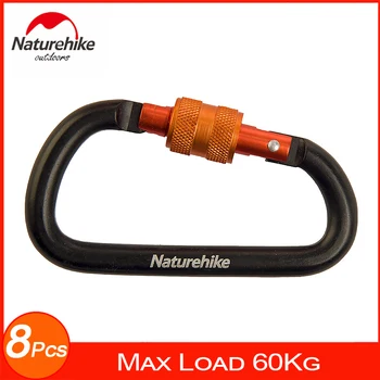 

8Pcs Naturehike Carabiner Clips With Locking Heavy Duty Small Caribeaners For Camping Hiking Backpacking -Not For Climbing