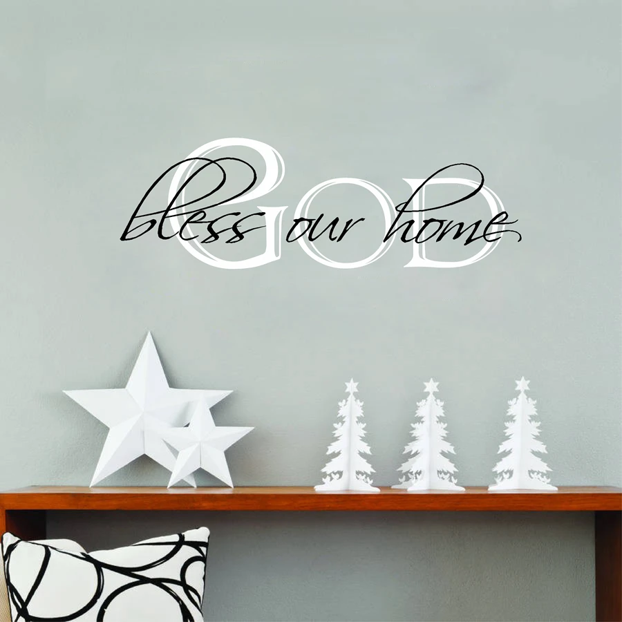 Виниловые наклейки на стену с надписью God Bless Our Home|decal sticker printing|sticker computerdecal tile |