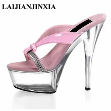 LAIJIANJINXIA/Женская обувь на высоком каблуке 15 см обувь на платформе танцевальная обувь для ночного клуба босоножки на высоком каблуке, большие размеры танцевальная обувь