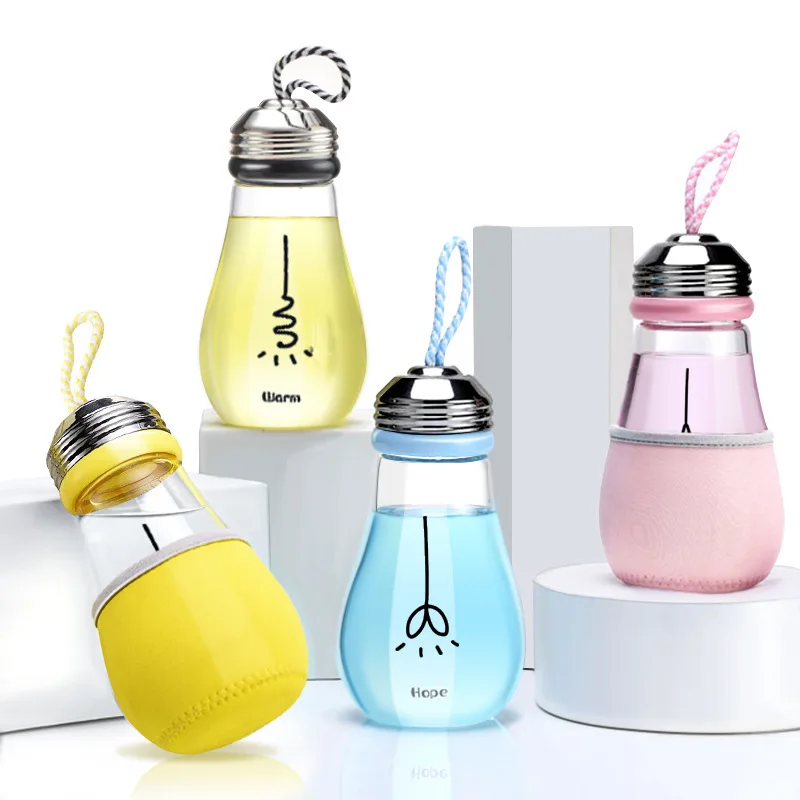 Creative Light Bulb Bottle,Beverage Milky Tea Fruit Juice Drink Bottle