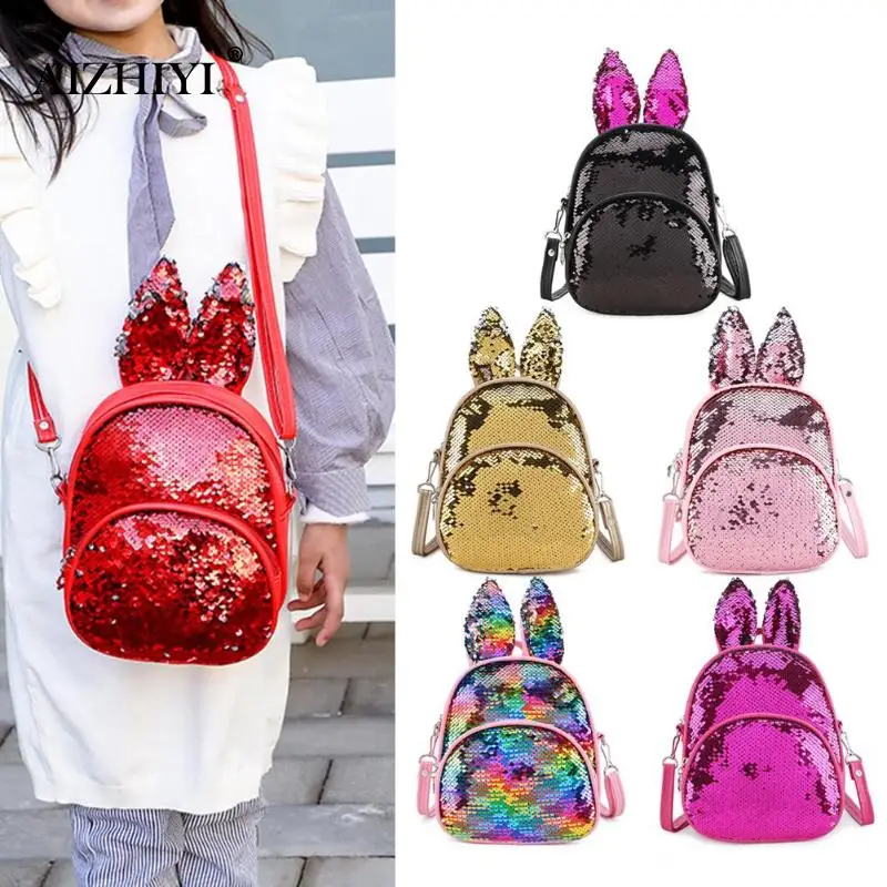 Блестящая женская сумка на плечо с кроличьими ушками и блестками, мини сумка для путешествий, школьная сумка для отдыха для девочек-подростков, Bolsa Feminina