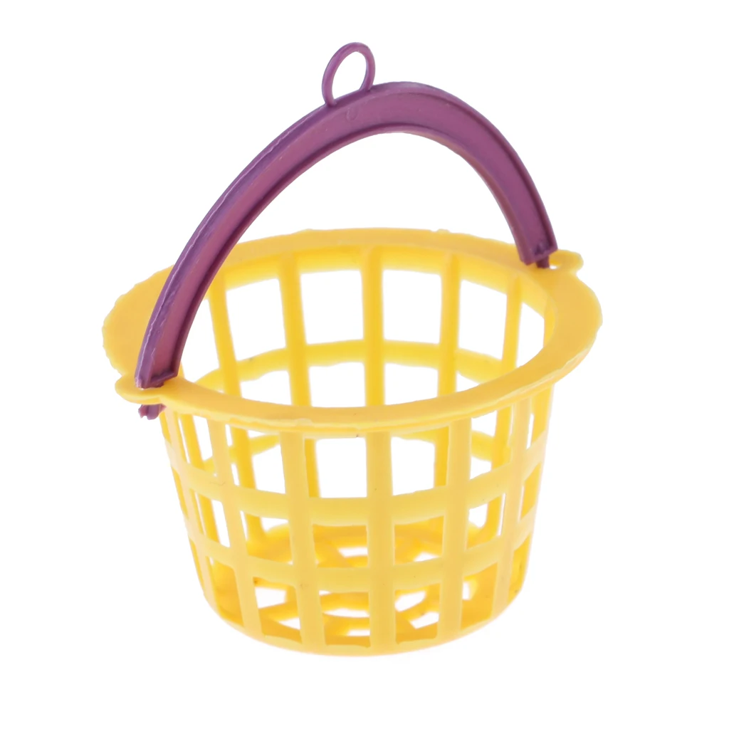5 Pieces 1/12 Dollhouse Miniature Plastic Yellow Mesh Basket Kitchen Rooms Items Accessories Kids Playset