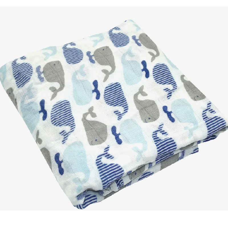 Lashghg бамбуковые муслиновые пеленальные одеяла s банное полотенце для новорожденного аксессуары мягкая пеленка обертывание детское постельное белье одеяло для ребенка - Цвет: Whale 2