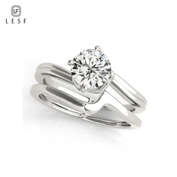 

LESF High Quality Real 925 Sterling Silver Elegant Line Rings Fashion Simple Sona Jewelry For Women Engagement Ring