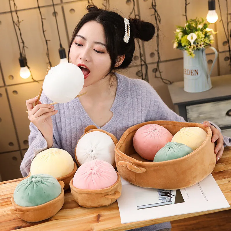 

Cute Plush Toy Stuffed Doll Chinese Food Steamed Stuffed Bun Pillow Creative Meat Buns Toy Cushion Baby Kids Birthday Gift