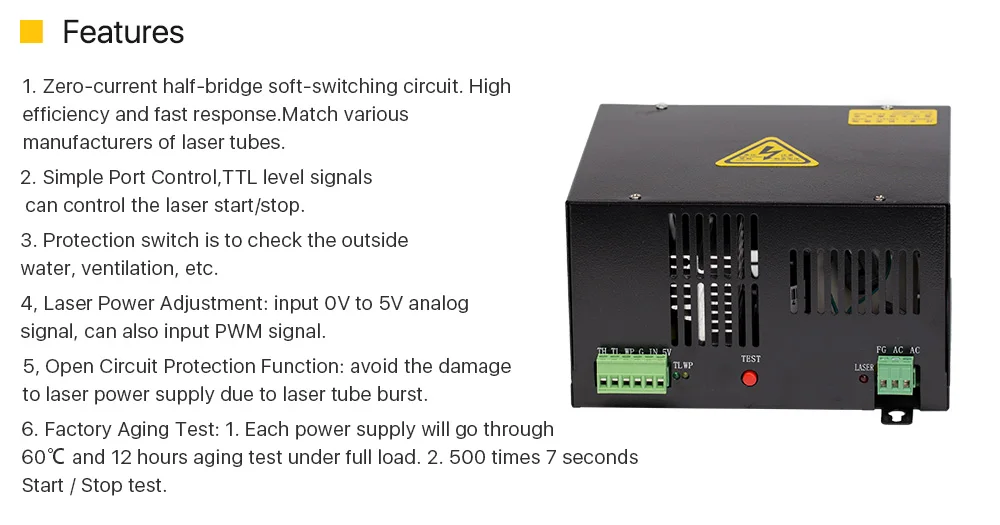Cloudray 50 Вт СО2 лазерный источник питания для СО2 лазерной гравировки резки HY-T50 T/W серии