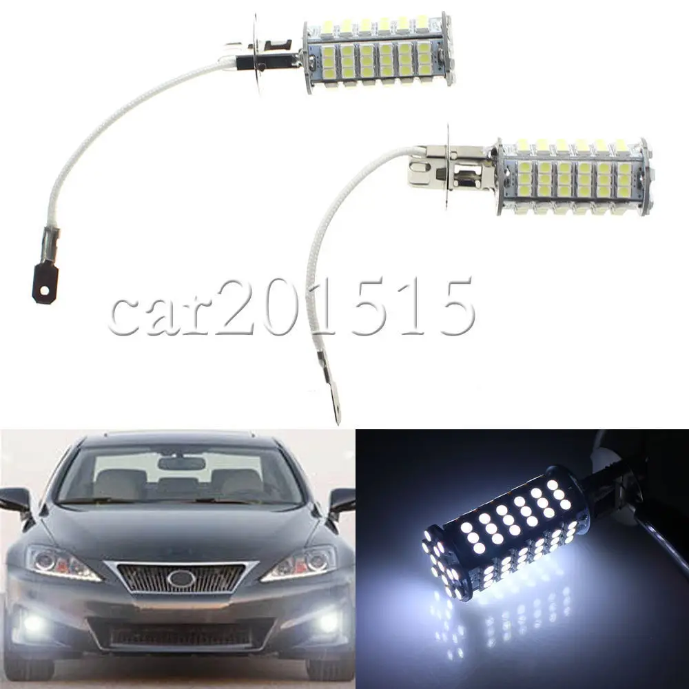 NEW 1 Pair H3 102 SMD LED 3528 Car Auto Head Light Pure White Bulb Lamp ...