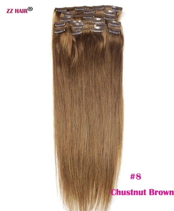 ZZHAIR 140 г-280 г 16 "-28" Искусственные волосы одинаковой направленности волос 10 шт. набор клипов в пряди человеческих волос для наращивания полный