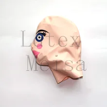 Мультфильм Латекс маски женские резиновые колпаки открытый рот и ноздри в детский розовый цвет с задней молнией