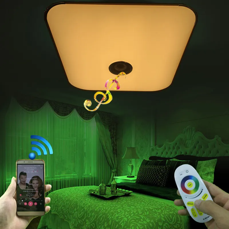 

NEW Modern 2.4G RF Remote Group Controlled and Bluetooth Music Play Colorful Changing LED Ceiling Lamp For Livingroom Bedroom
