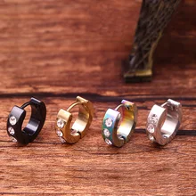 1 пара анти-аллергические серьги с застежкой из нержавеющей стали для мужчин Кристалл инкрустация прилива улица хип-хоп панк унисекс Мода Ухо Ювелирные изделия