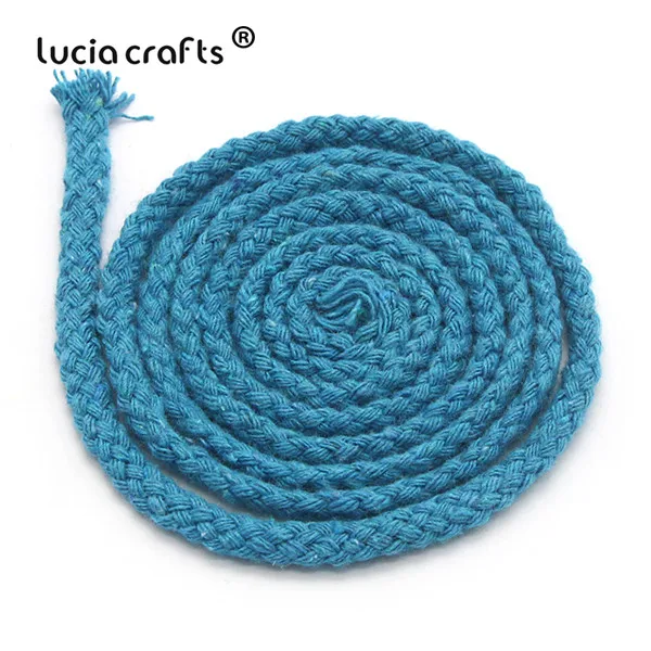 Lucia crafts, 5 м/22 м, разноцветные хлопковые шнуры, плетеная веревка, декоративный шнурок, шнурок, DIY, аксессуары для дома ручной работы W0210 - Цвет: C5 Lake blue  5m