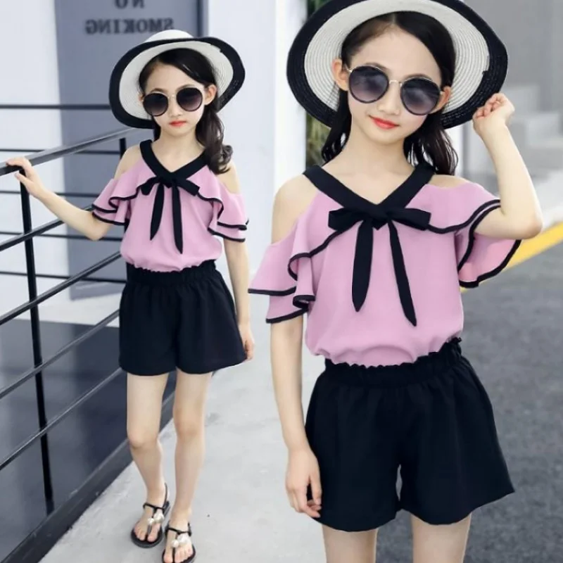 

Suit Girls Summer Suit 2019 New Korean Summer Fashion Children's Fashion Girls Fashion Two-piece Set Girls Ruffle Outfits