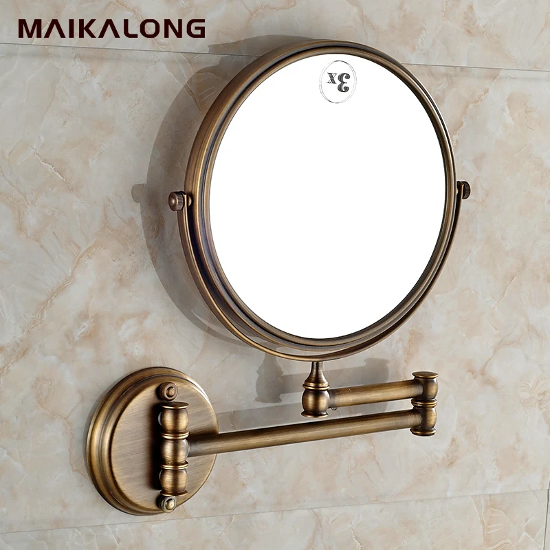 European antique copper and gold beauty mirror full mirror triple