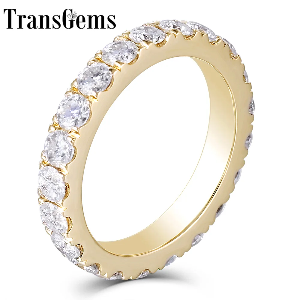 

Transgems 14K 585 Yellow Gold 2.8mm F Color Moissanite Full Eternity Wedding Band for Women Wedding Gifts Fine Jewellery
