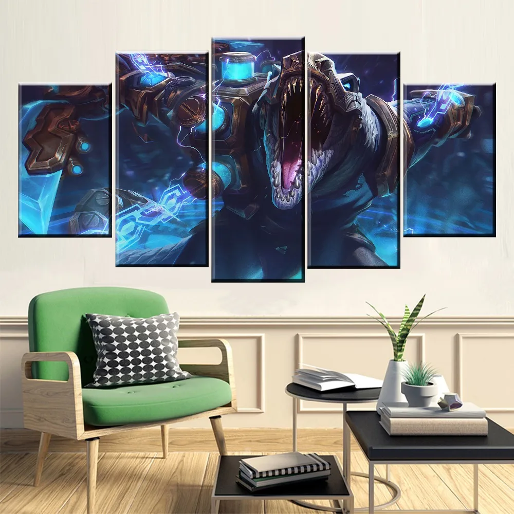 

5 Panel LOL League of Legends Renekton Game Canvas Printed Painting For Living Room Wall HD Picture Artworks Poster Wholesale