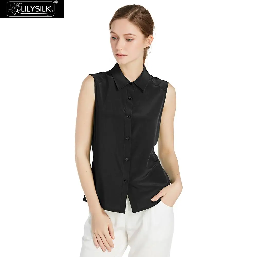 LilySilk блузка рубашка женская тутового шелка 18 мм наклонная линия плеча элегантные топы для леди распродажа