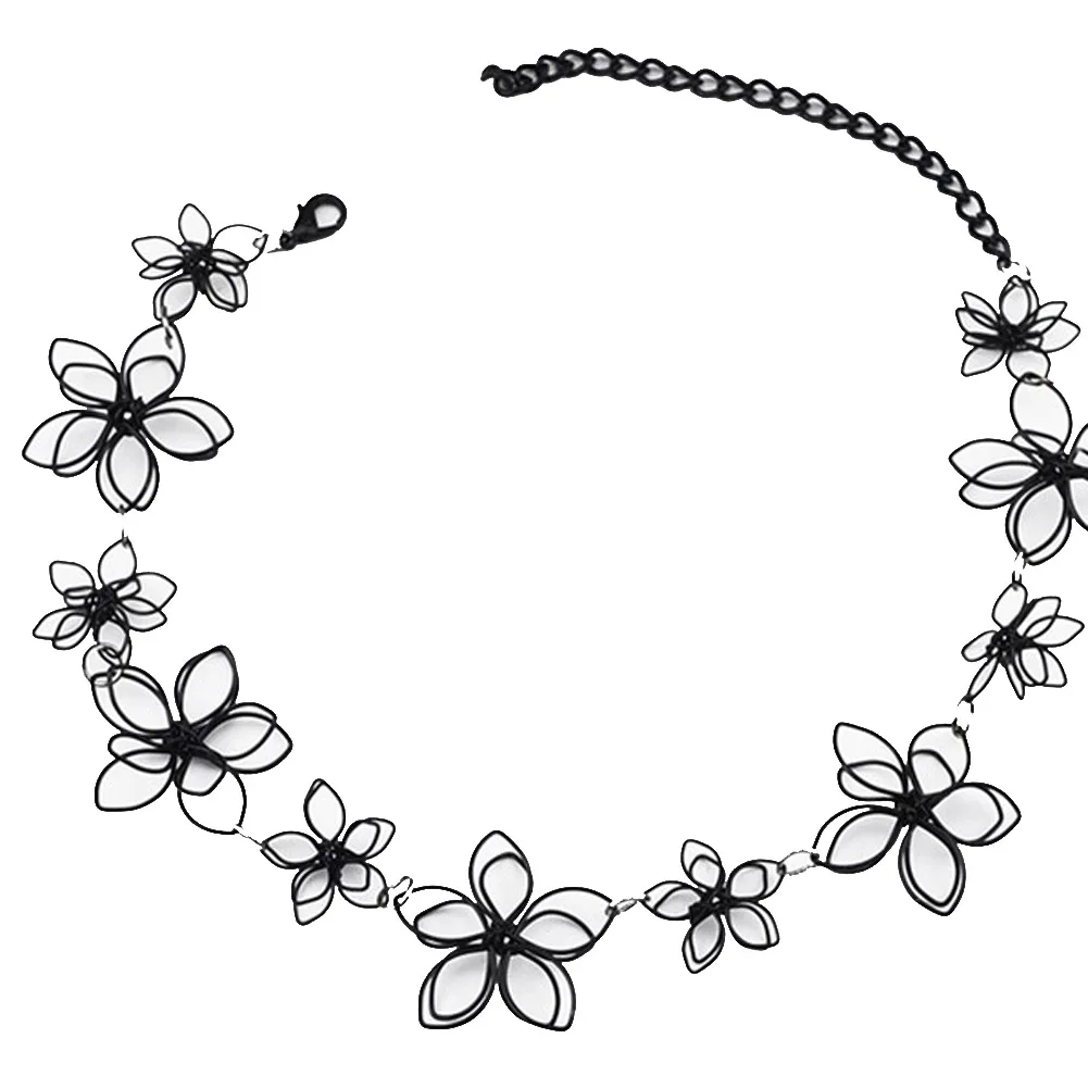 

2017 New statement necklace Flower Shape Hollow Out Gothic Style Black Tattoo Choker Necklace Women Jewellery