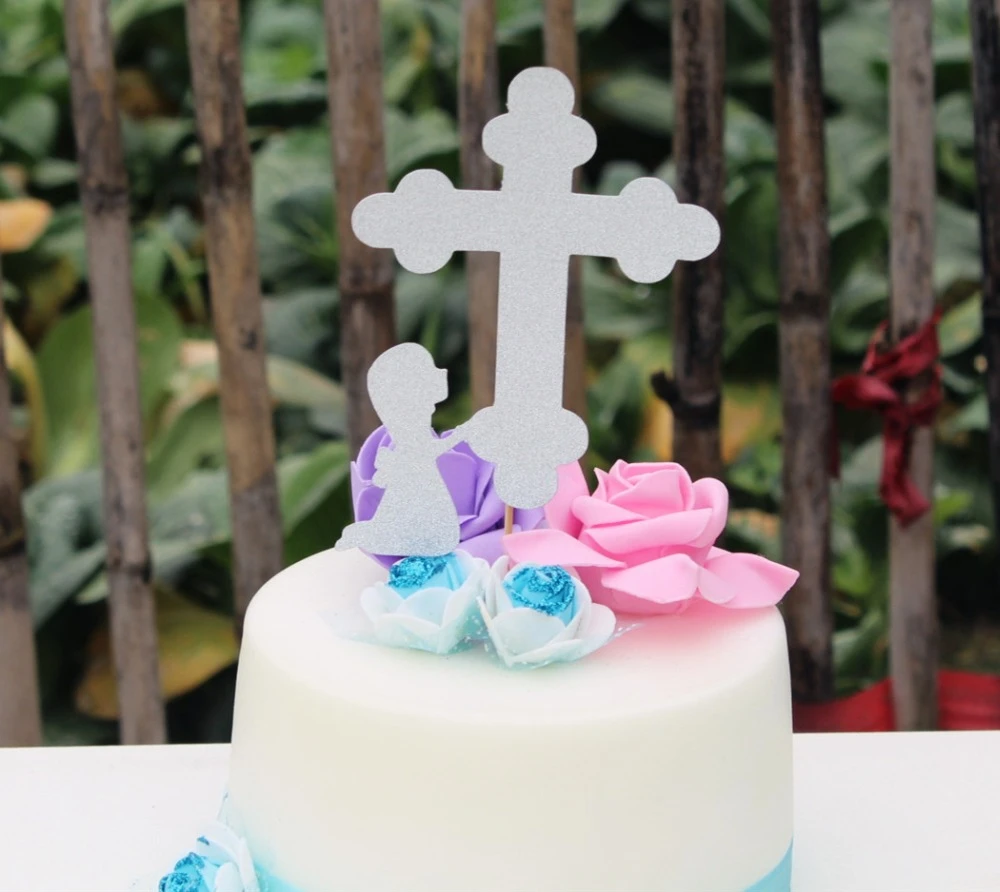 Filles Bapteme Bapteme Croix Avec Agenouillement Fille Gateau Topper 1st Communion Decoration Aliexpress