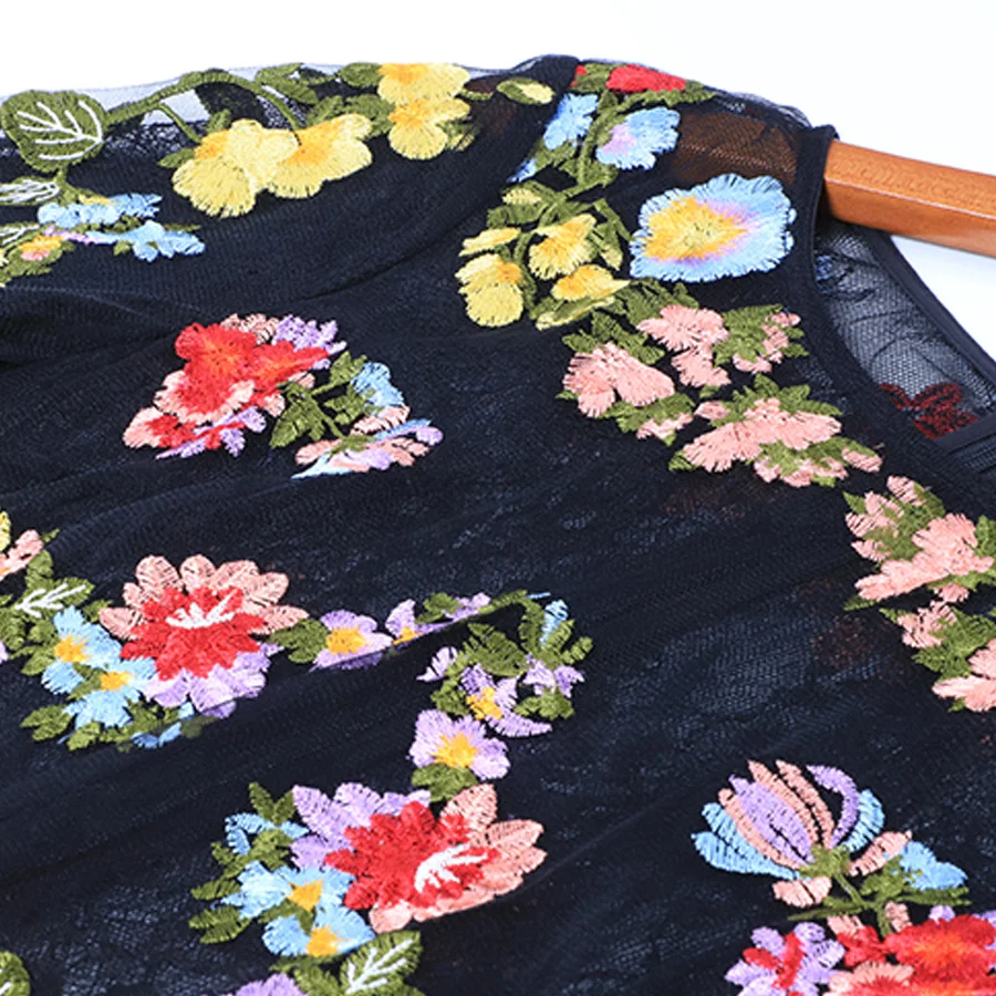 AELESEEN модные платья для подиума 2019 женское платье с коротким рукавом и сетчатой