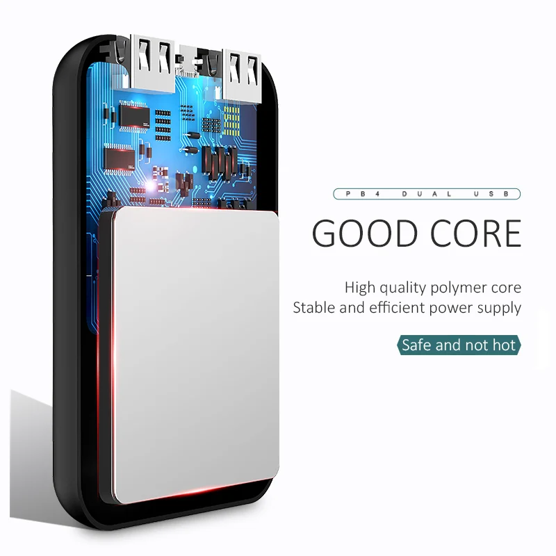 Мини банк питания 10000 мАч USAMS Light Dual USB ультратонкое портативное Внешнее зарядное