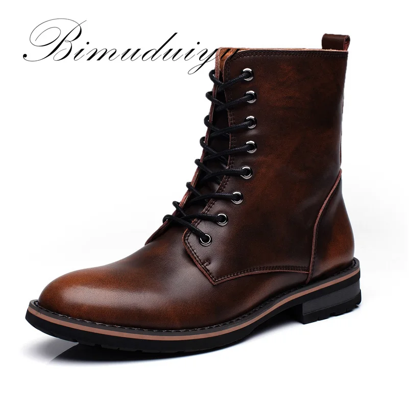 online AutumnWinter BIMUDUIYU Nova Chegada de Moda Artesanal de Super Quentes Homens Sapatos Casuais Estilo Britânico Ankle Boots Limpar Botas cor de Neve