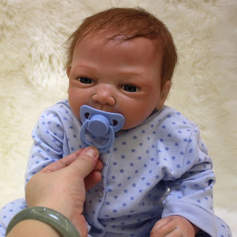 Presente para Roupas Nicery Polegada Bebe Boneca Renascer Silicone Macio Menino Menina Brinquedo Bebê Azuis 20 48-50cm