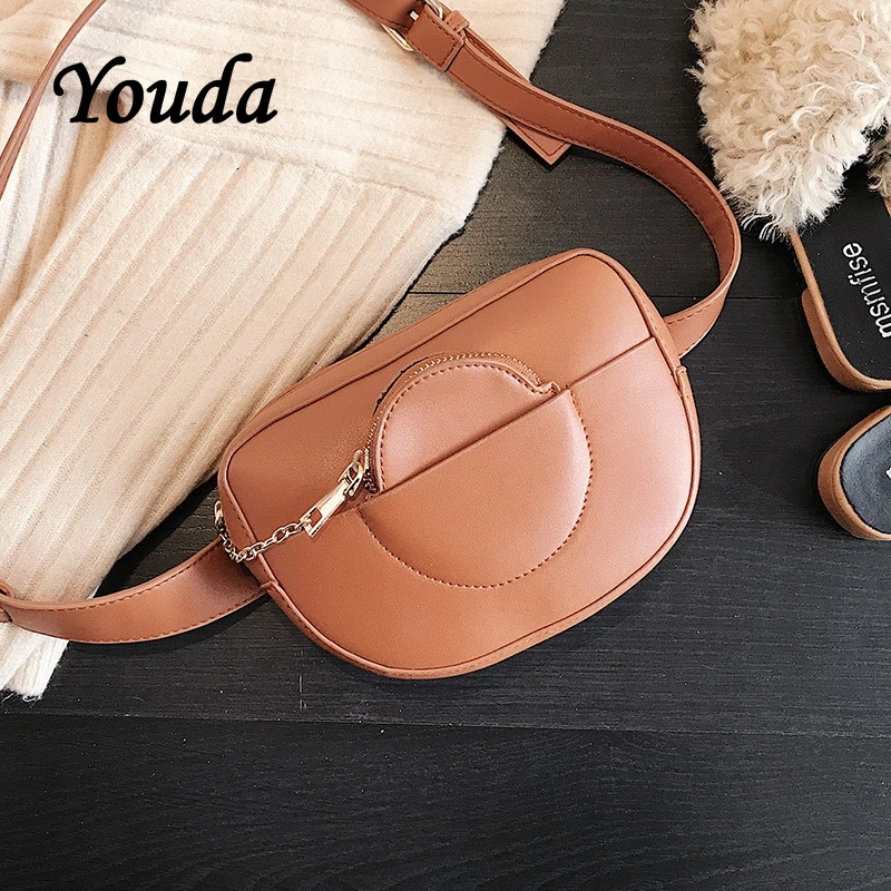 

Youda New Original Design Messenger Bags Ladies Solid Color PU Material Chest Bag Female Vintage Style Composite Pockets