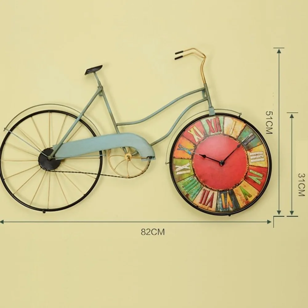 Ретро Стиль творческий велосипедов настенные часы, украшения из кованого железа персонализированные Тихая часы