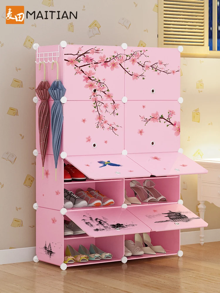 

Household Shoe Rack Simple Space Saving Multi-layer Shoe Cabinet Economic Type Dust-proof Door Cabinet Plastic Simple And Modern