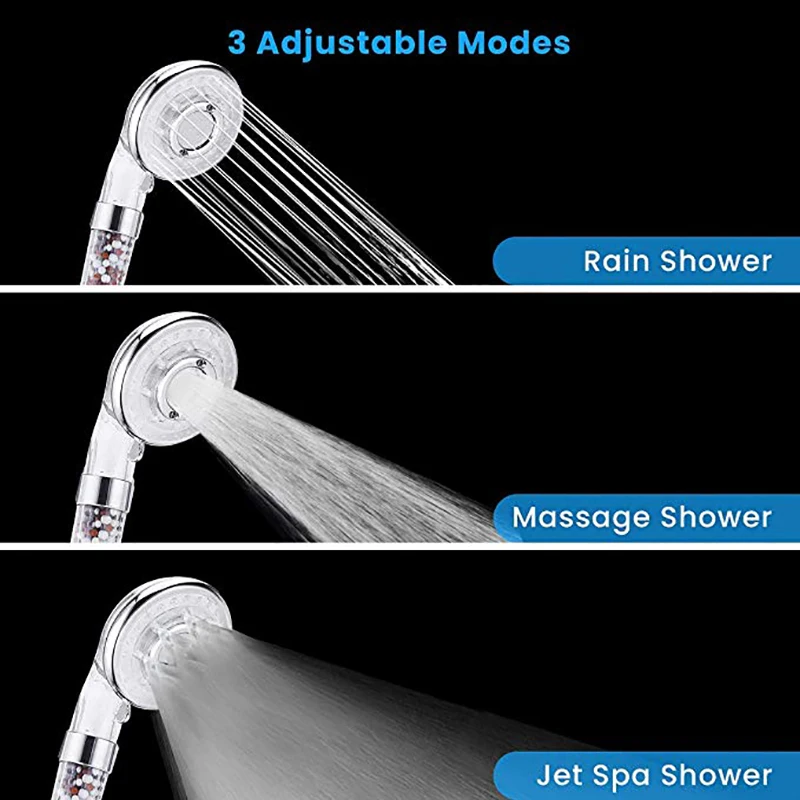 3 Modes /& Ionic Shower Head Softens Hard Water Baban High Pressure Shower Head