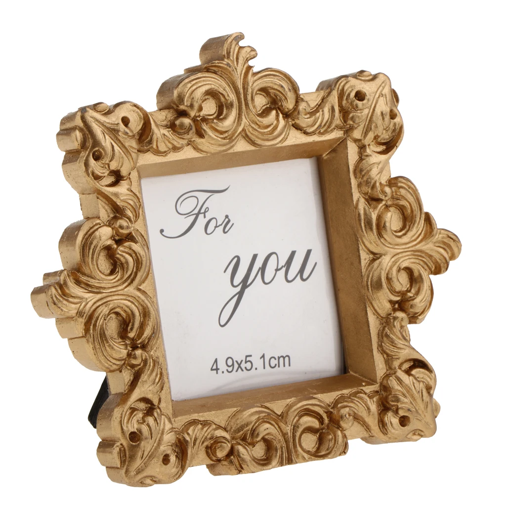 European Vintage Carved Gold Crown  Photo Frame Home Resin Craft Gift Nordic Wedding Decoration Furnishing -9 x 10cm
