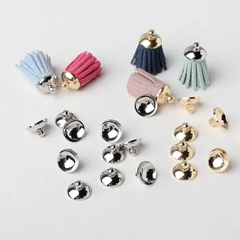 

10MM copper gold plated round cap tassel hanging bell rings beads cover dIy hair accessories Tousheng materials.