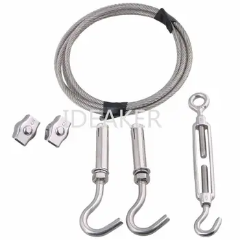 

M4x1.5M 304 Stainless Steel Silver Wire Rope Set with Plastic Wrapping Outdoor Drying Tightening