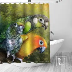 Большая распродажа Новый заказной красочный Попугай занавеска для душа с крючками ванная водостойкая полиэфирная ткань