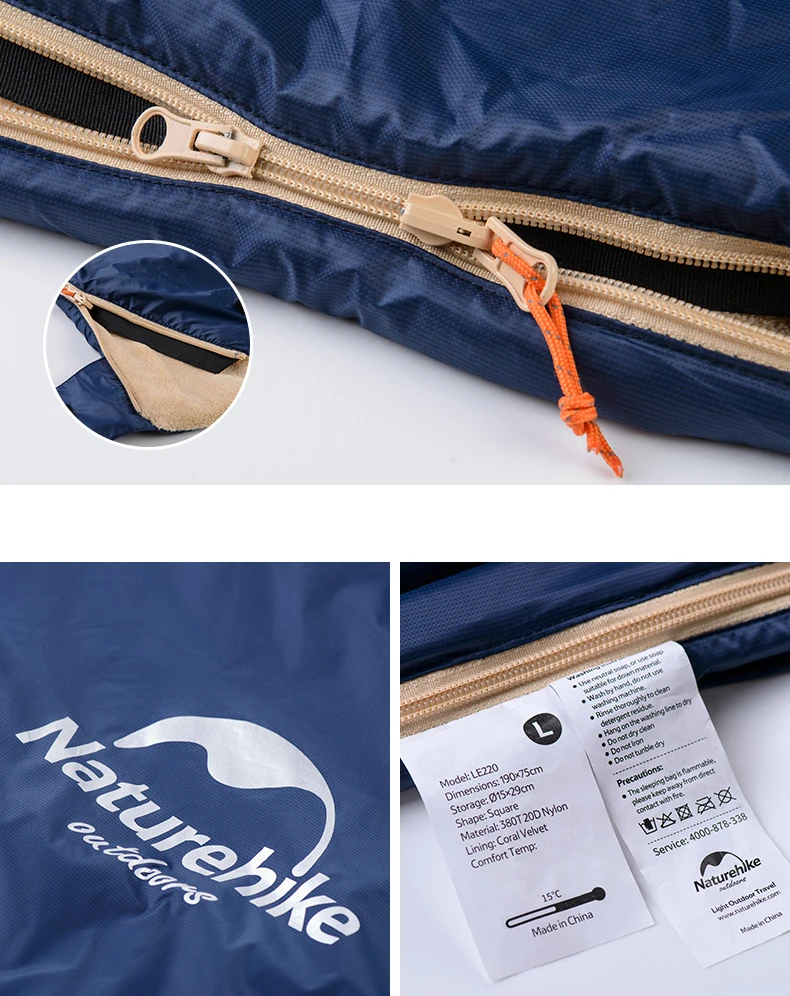 Дикий Открытый компактный спальный мешок Naturehike конверт одноместный спальный мешок для Пеший Туризм Поход Кемпинг с компрессионный мешок