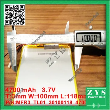 

Safety Packing (Level 4) 3.7V 4700mAh 30100118 Battery Tablet PC tablet generic brand of rechargeable lithium polym , 2 Wire
